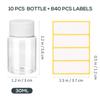 TOVINANNA 10Pcs Pill Bottles with Blank Labels - 30ml Medicine Containers with Screw Caps- Plastic Empty Small Pill Container Leak-Proof Clear Sample Jar for Dispense for Liquid Solid Name Stickers view 3