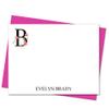 Cathy Wraps Pink Floral Single Initial Monogram Note Cards with Envelopes, Personalized Stationery Set for Women, Pack of 12 Flat Notecards view 1