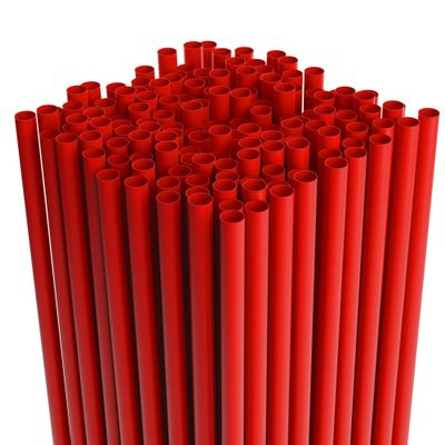 Disposable Plastic Drinking Straws - Straight - 7.75" Long (Red, 500)
