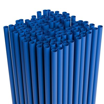 Disposable Plastic Drinking Straws - Straight - 7.75" Long (Blue, 500)