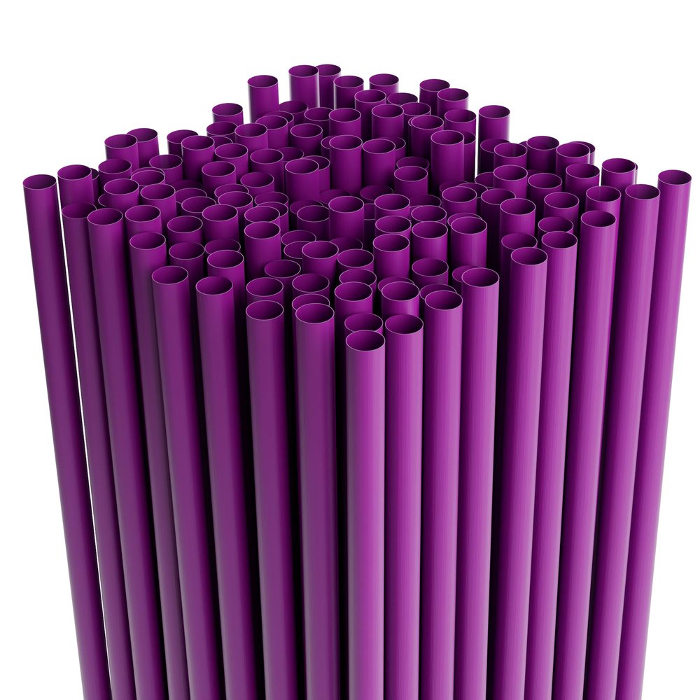 Disposable Plastic Drinking Straws - Straight - 7.75" Long (Purple, 500)