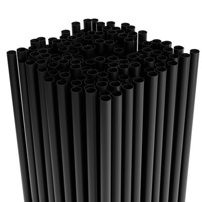 7.75" Plastic Straws (500 Count), Disposable Straws - Made For Standard 16oz Glass (Black)