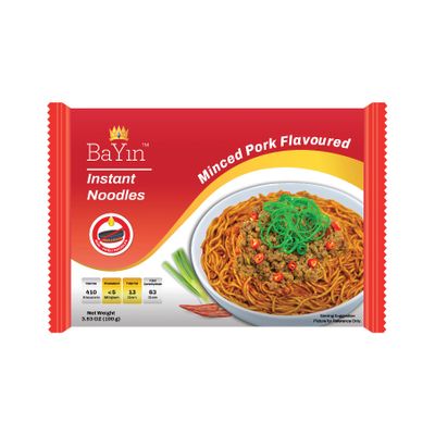 Bayin Instant Noodles - Non Fried - Dry 3.53oz (100g) Pack of 2 (Minced Pork Flavored, 2)
