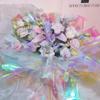 shareluck 32" Iridescent Cellophane Wrap for Gift Baskets- Rainbow Wrapping Paper - Rainbow Film Roll for bags, Flower Bouquet, DIY, (32 x 50Ft) view 4