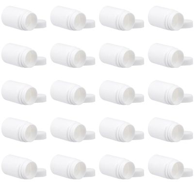 Healifty Empty Plastic Pill Bottles, 20Pcs Medicine Containers with Screw Lids, Small Capsule Storage Jars for Travel and Daily Vitamin Organization 50 mL White