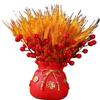 Chinese Bonsai Ornament Dried Stalks Bouquet Simulation Flowers Bouquet Chinese Potted Plant Ornament Flower Basket Ornament for New Year Party Home Decor - Red view 3