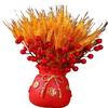 Chinese Bonsai Ornament Dried Stalks Bouquet Simulation Flowers Bouquet Chinese Potted Plant Ornament Flower Basket Ornament for New Year Party Home Decor - Red view 4