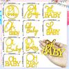 10 PCS Gold Oh Baby Cake Topper Mirror Acrylic Cake Topper Side Cake Decorations Gold Cake Inserts Cake Decorating Supplies Cupcake Toppers for Oh Baby Gender Reveal Baby Birthday Party Decorations view 2