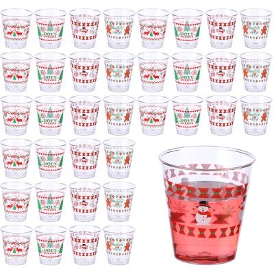 Funtery 60 Pcs Christmas Ugly Sweater Plastic Shot Glasses 1.7 oz Disposable Mini Christmas Shot Cups Bulk Xmas Tree Reindeer Gingerbread Snowman Drinking Cups for Holiday Party Supplies Decoration
