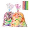 ENNIYU 120pcs Iridescent Cellophane Bags, 4x6 inch Holographic Plastic Treat Goodie Bags with Twist Ties, Cello Gift Bags for Candy Party Favors Small Gifts view 1