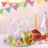 ENNIYU 120pcs Iridescent Cellophane Bags, 4x6 inch Holographic Plastic Treat Goodie Bags with Twist Ties, Cello Gift Bags for Candy Party Favors Small Gifts view 4
