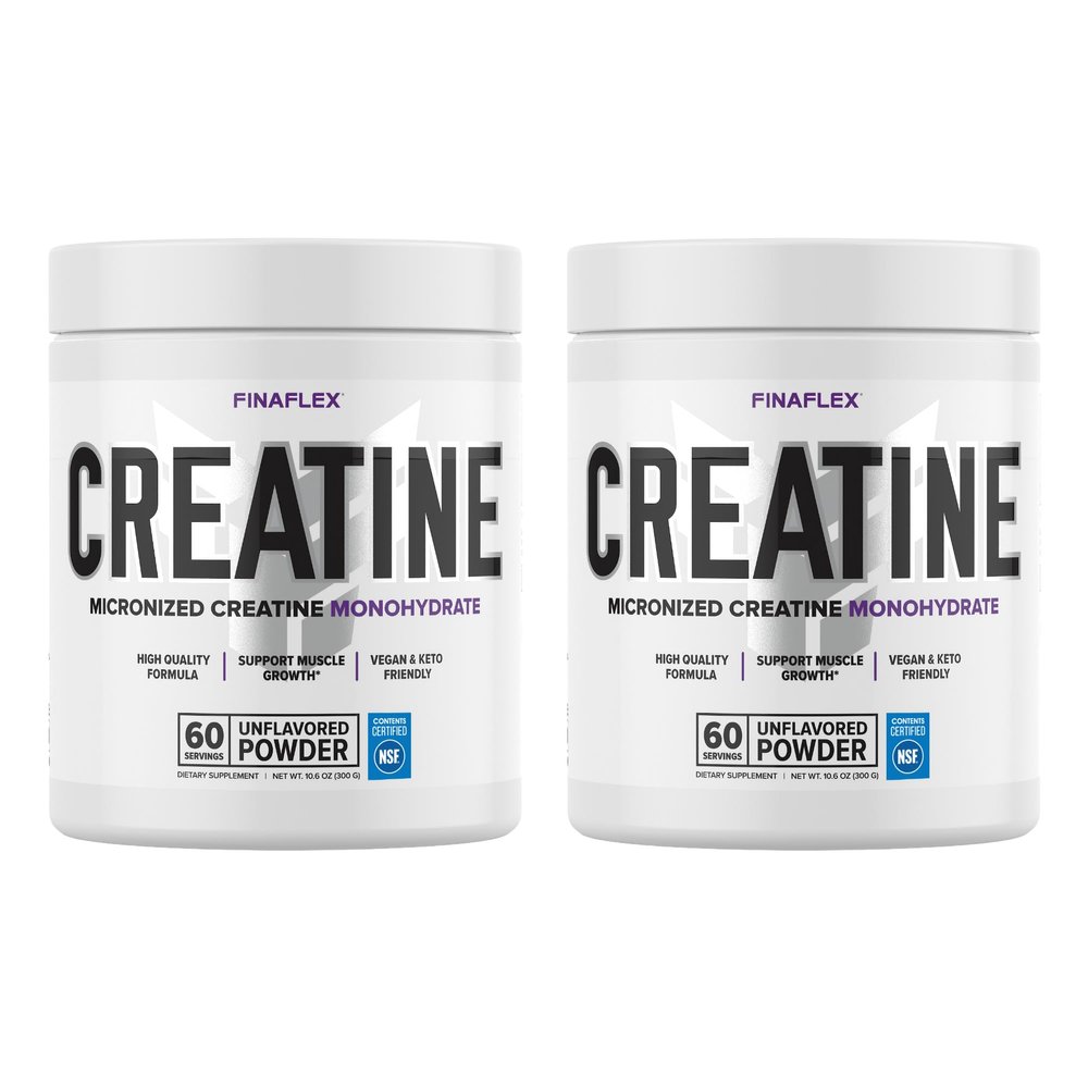 FINAFLEX Pure CREATINE, Unflavored - 10.6 oz, Pack of 2 - Promotes Muscular Strength, Size & Performance - 100% Pure, Micronized Creatine Monohydrate - NSF Certified - 120 Total Servings