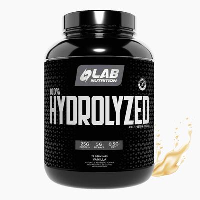 LAB NUTRITION 100% Hydrolyzed Whey Protein Isolate (5 Pounds, Vanilla Flavor) 25gr of Protein, Build Muscle, Lean Muscle Growth, Easy Digestion, Gluten Free, Lactose Free, Fast Absorbing.