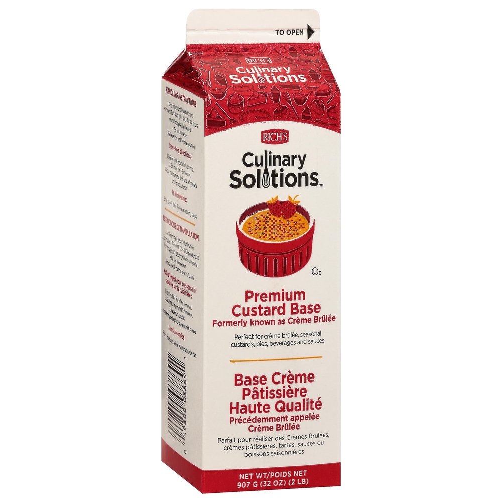 Culinary Solutions Premium Custard Base Liquid, For Crme Brle, 32oz Cartons, 12 per case