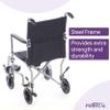 17" Transport Wheelchairs for Adults, Foldable and Lightweight - Silver Steel Frame Transfer Wheel Chair for Seniors - Nylon Seat, Padded Armrests, and Swing Away Footrests view 4