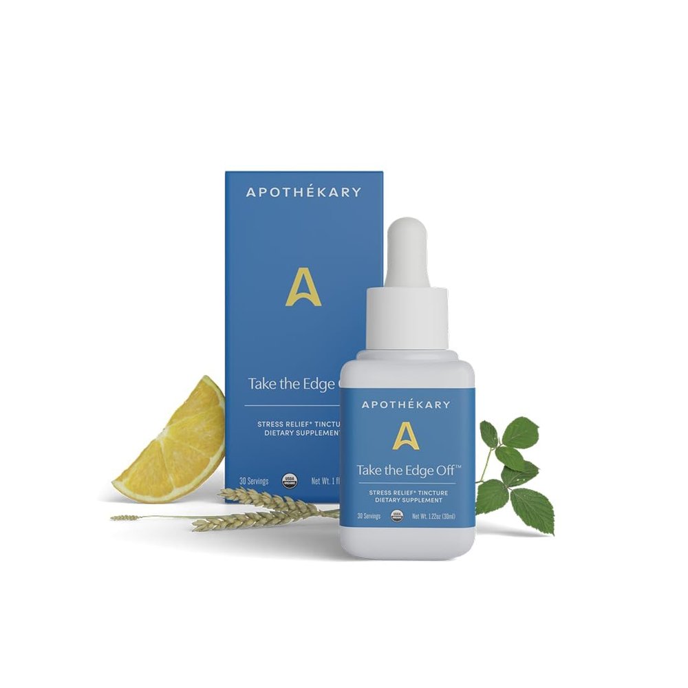 Apothkary Take The Edge Off, Helps Ease Stress & Tension, Alcohol-Free White Wine-Inspired Herbal Liquid Drops, Made with Passionflower Flower, Skullcap & Oatstraw Leaf, 1 Fl oz, 30 Servings