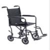 19 Aluminum Transport Wheelchairs for Adults, Foldable and Lightweight - Black Transfer Wheel Chair for Seniors - Nylon Seat, Padded Armrests, and Swing Away Footrests view 1