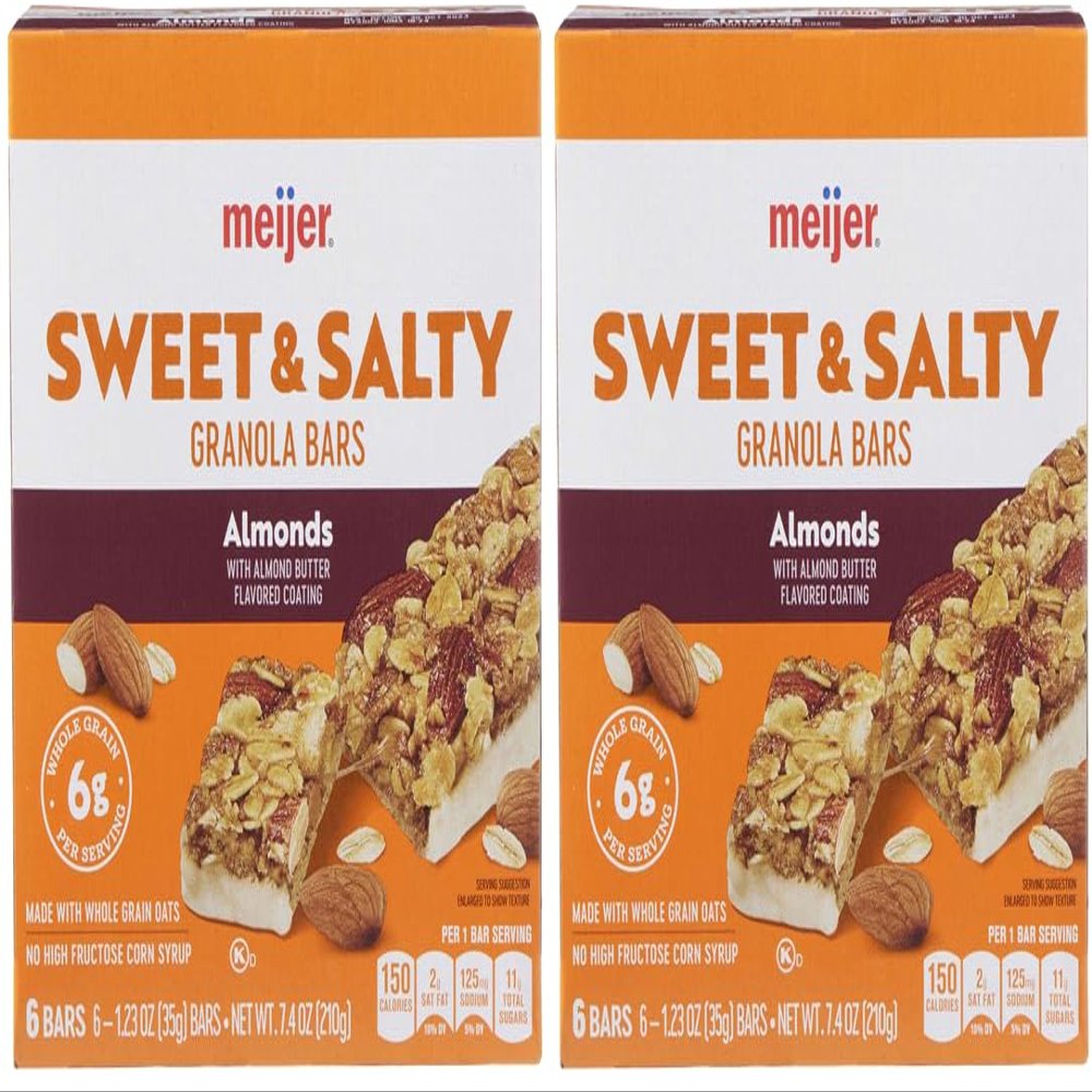 Pack Of 2 Sweet & Salty Granola Bars Almond With Almond Butter Flavored Coating 6 Bars-1.23 oz. each.