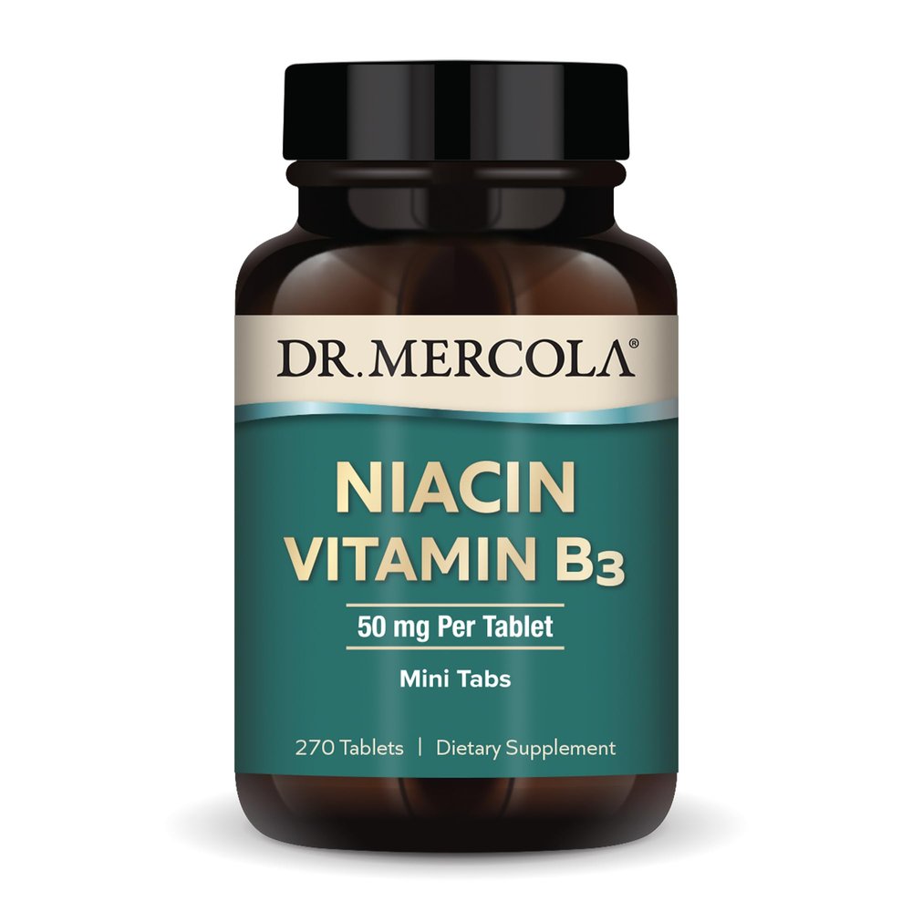 Dr. Mercola Niacin Vitamin B3, 90 Servings (270 Tablets), Dietary Supplement, Mini Tabs, Essential B Vitamin, Non-GMO