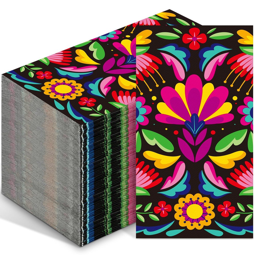 Tinlade Disposable Napkins Paper Hand Towels for Guest, Disposable Bathroom Paper Hand Towel Dinner Napkin for Birthday Bridal Shower Tea Party Supplies Table Decor(100 Pcs,Novelty Flower)