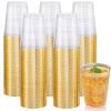 Nervure 120PCS Gold Plastic Cups - 10Oz Gold Rim Plastic Cups - Heavy Duty Disposable Cups - Clear Cup with Gold Rim for Weddings, Birthdays, Gatherings and Party view 1