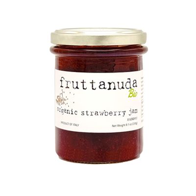 WellEatable Strawberry Jam Preserves, 100% Italian Fresh Berries, 90%+ Fruit-Forward, More Spoonable, Less Jelly (See Videos), Organic, Only Two Ingredients, Less Sugar, No Chemicals - 8.1 oz