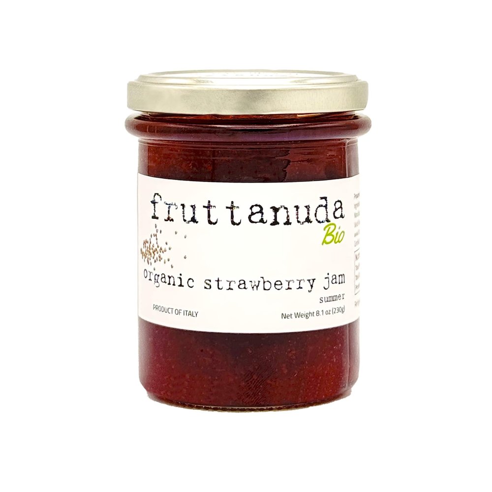 WellEatable Strawberry Jam Preserves, 100% Italian Fresh Berries, 90%+ Fruit-Forward, More Spoonable, Less Jelly (See Videos), Organic, Only Two Ingredients, Less Sugar, No Chemicals - 8.1 oz