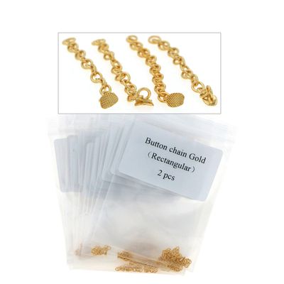 20 Pcs 24K Plated Gold Bonding Traction Chain Lingual Buttons Chain Retangular Mesh Base (HJL-Retangular-20 Pcs)