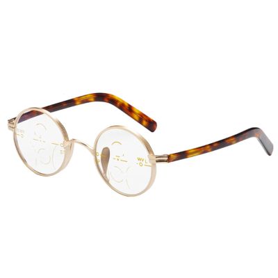 Multifocal Progresivo Retro Round Blue Light Blocking Reading Glasses for Men Women, Anti UV Computer Eyeglasses (Color : Tortoise, Size : 2.5+)