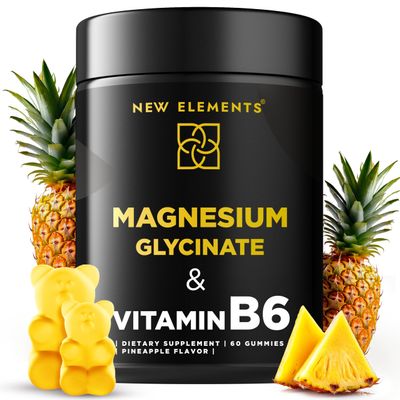 Magnesium Glycinate Gummies 500mg with Vitamin B6 100mg for Adults and Kids - High Absorption | Non-GMO | No Gluten | Stress Relief | Sleep & Relaxation | Muscle & Heart Support | Natural & Vegan