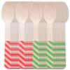 120Pcs Christmas Disposable Wooden Spoons Red Green Stripe Wooden Spoons Striped Tasting Spoons Christmas Candy Cane Striped Spoons for Ice Cream Cake Chocolate Coffee (Red and Green) view 1