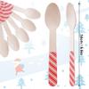 120Pcs Christmas Disposable Wooden Spoons Red Green Stripe Wooden Spoons Striped Tasting Spoons Christmas Candy Cane Striped Spoons for Ice Cream Cake Chocolate Coffee (Red and Green) view 2