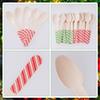 120Pcs Christmas Disposable Wooden Spoons Red Green Stripe Wooden Spoons Striped Tasting Spoons Christmas Candy Cane Striped Spoons for Ice Cream Cake Chocolate Coffee (Red and Green) view 3