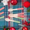 120Pcs Christmas Disposable Wooden Spoons Red Green Stripe Wooden Spoons Striped Tasting Spoons Christmas Candy Cane Striped Spoons for Ice Cream Cake Chocolate Coffee (Red and Green) view 4