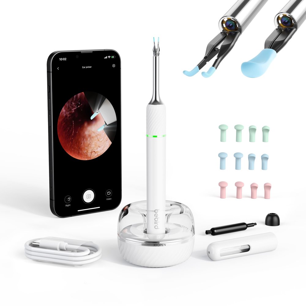 Bebrid pro Ear Canal Wax Removal Tool Camera Tweezers - Note5 Pro Wireless Cleaner Otoscope with Light - Visual Ear Picker Scope with Videos - WiFi Cleaning Kit via Bebird App for Adults & Kids
