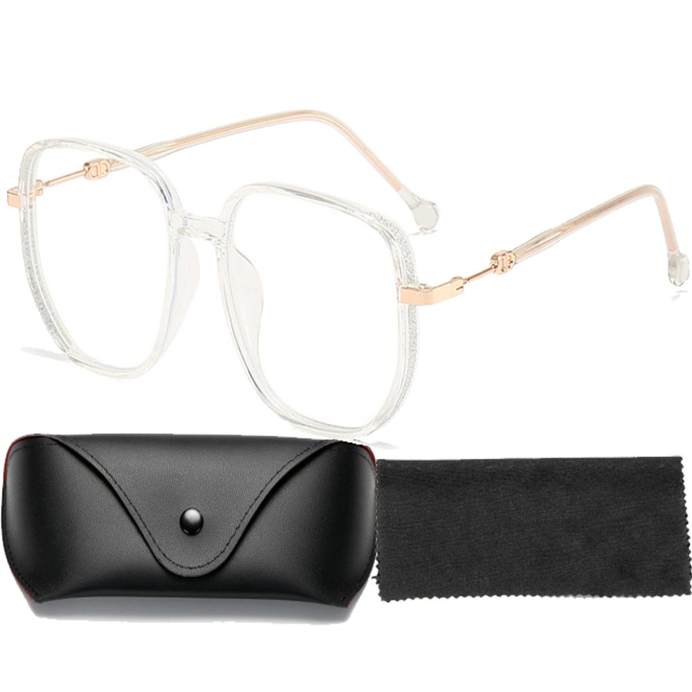 Aultink Women'S Portable Fashion Anti-Blue Light Reading Glasses Ultra Light Reader Large Fram Multifocal Glasses (+200,White)