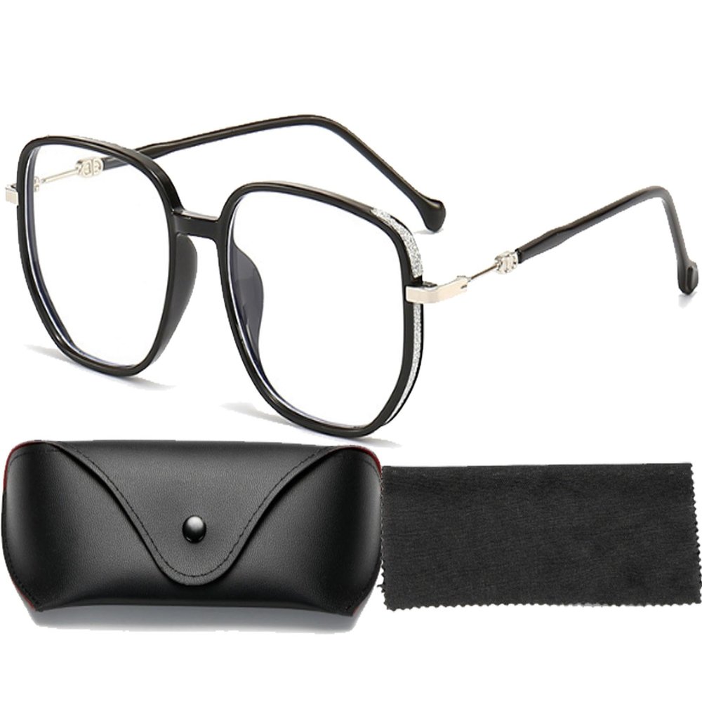 Aultink Women'S Portable Fashion Anti-Blue Light Reading Glasses Ultra Light Reader Large Fram Multifocal Glasses (+200,Black)