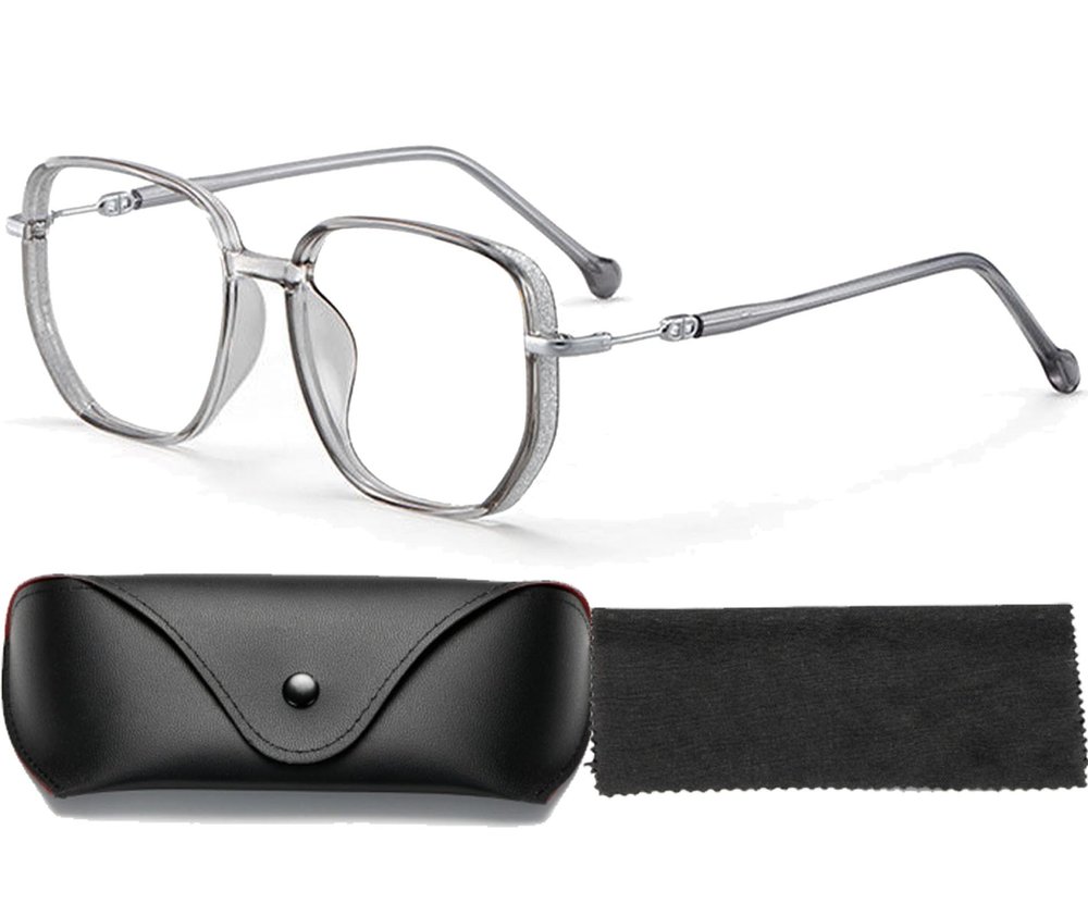 Aultink Women'S Portable Fashion Anti-Blue Light Reading Glasses Ultra Light Reader Large Fram Multifocal Glasses (+400,Gray)