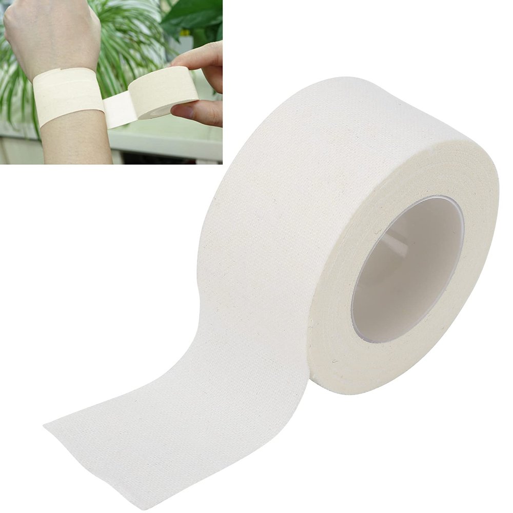 Adhesive Wrap Tape, 5m / 16.4ft Length Gauze Catheter Fixation Tape Adhesive Wrap Bandage Wound Dressing Tape (White 2.5cm*5m (1 roll))