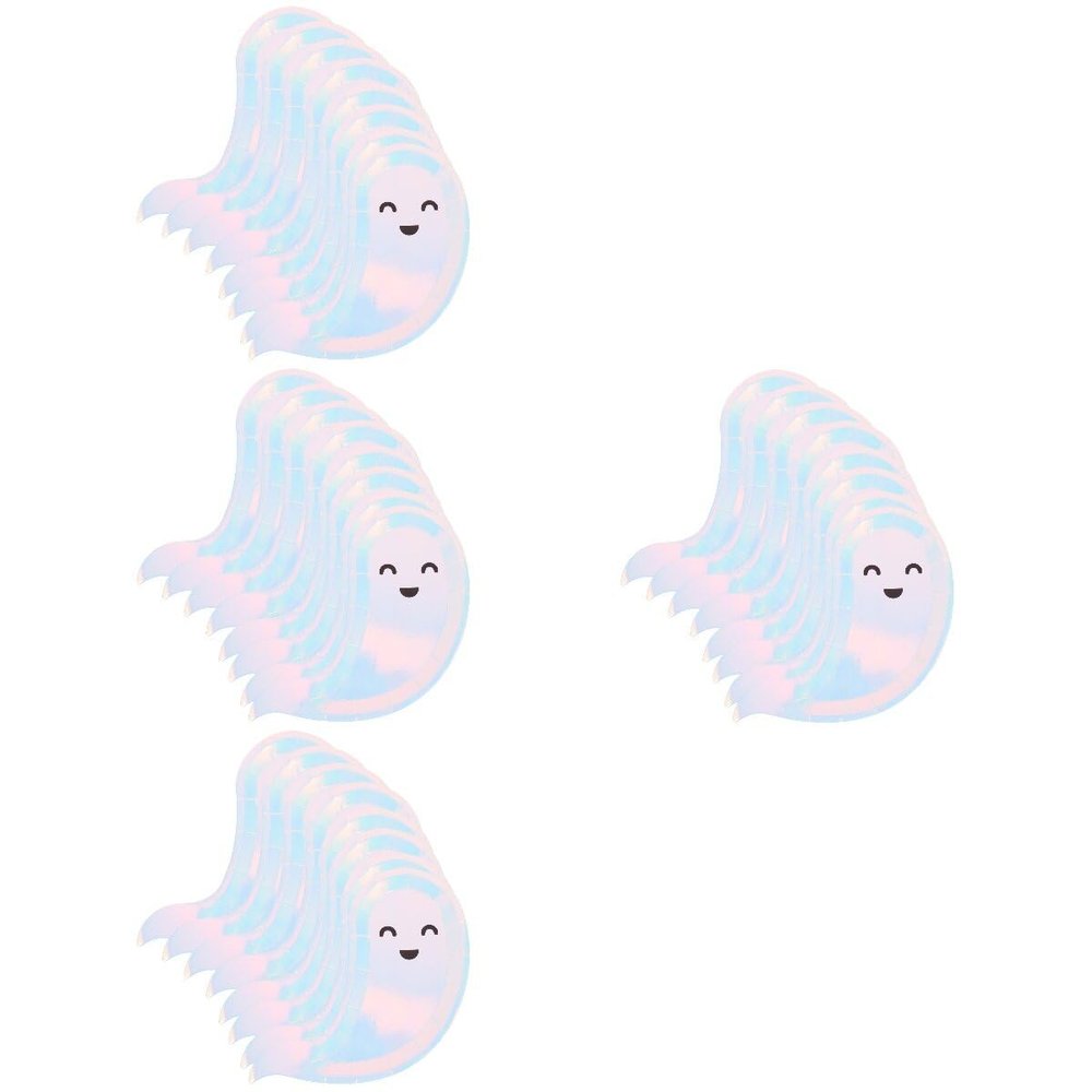Abaodam 32Pcs Ghost Plates Ghost Shape Paper Plates Halloween Party Supplies Halloween Decorations Dinnerware For Birthday Spooky Party