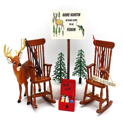Funny Wedding Set Bride and Groom Hunting and Fishing Rocking Chairs