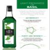 1883 Basil Syrup for Drinks, Made in France, 1 Liter Glass Bottle view 3