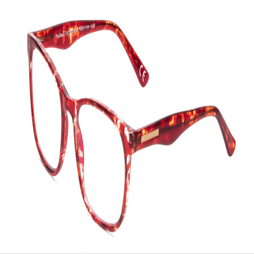 Calabria Shawn Blue Light Reading Glasses +3.50 Crystal Red Tortoise Havana Women Designer Eyeglasses Trendy Computer Reader