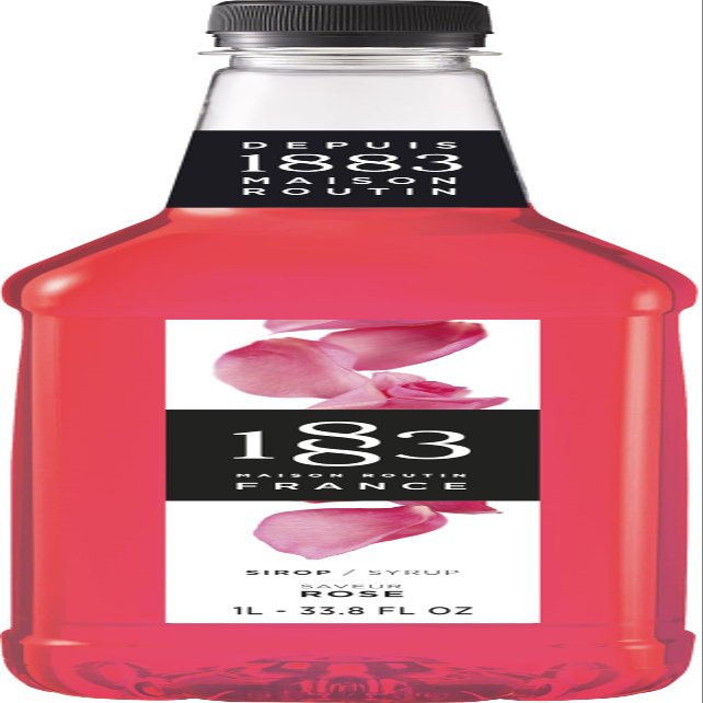 1883 Rose Syrup for Drinks, Made in France, 1 Liter Plastic Bottle