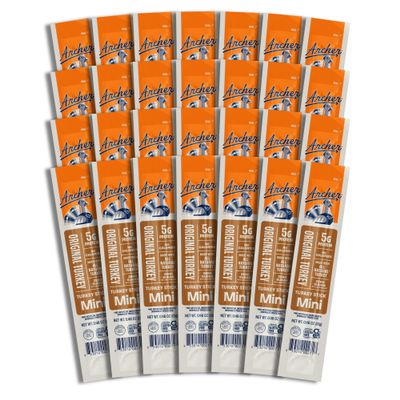 Archer Jerky Mini Turkey Jerky Sticks - All Natural Turkey Sticks, Protein Snack for People, Individually Wrapped Meat Minis, Gluten Free, Keto, Original Flavor - 0.5 oz (Pack of 28)