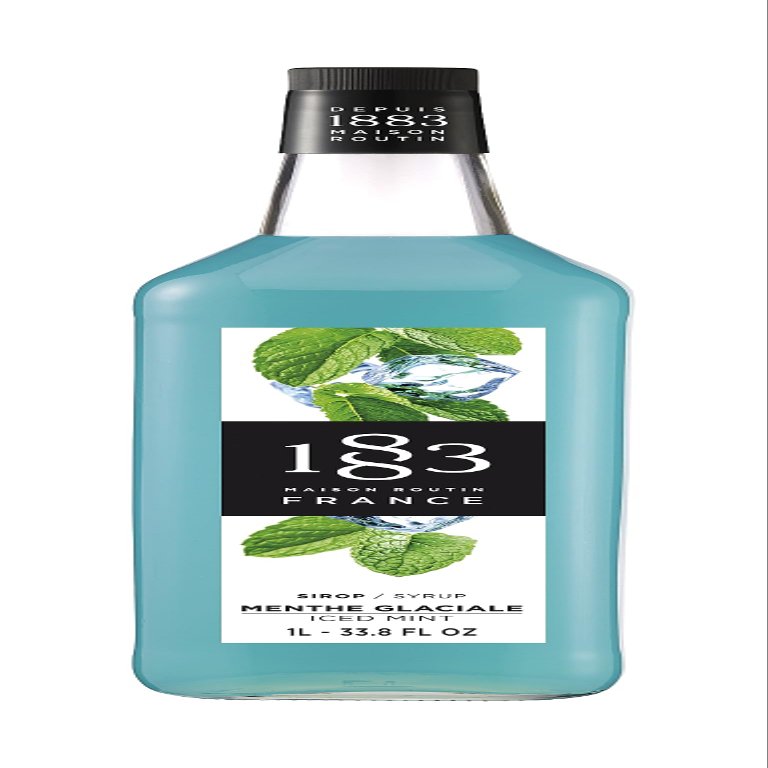 1883 Iced Mint Syrup for Drinks, Made in France, 1 Liter Glass Bottle