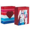 Hallmark 15" Extra Large Valentine's Day Gift Bags (2 Bags: Happy Heart Day, Jewel-Tone Stripes) for Kids, Galentines Day, Spouse view 1