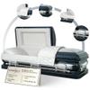 Overnight Caskets - Sterling Steel Funeral Casket Blue with White Interior - Premium 18 Gauge Steel - Fully Appointed Adult Casket - Coffin Featuring Plush Velvet Interior with Pillow/Throw Set view 1