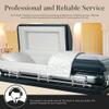 Overnight Caskets - Sterling Steel Funeral Casket Blue with White Interior - Premium 18 Gauge Steel - Fully Appointed Adult Casket - Coffin Featuring Plush Velvet Interior with Pillow/Throw Set view 4