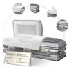Overnight Caskets - Sterling Steel Funeral Casket Silver with White Interior - Premium 18 Gauge Steel - Fully Appointed Adult Casket - Coffin Featuring Plush Velvet Interior with Pillow/Throw Set view 1